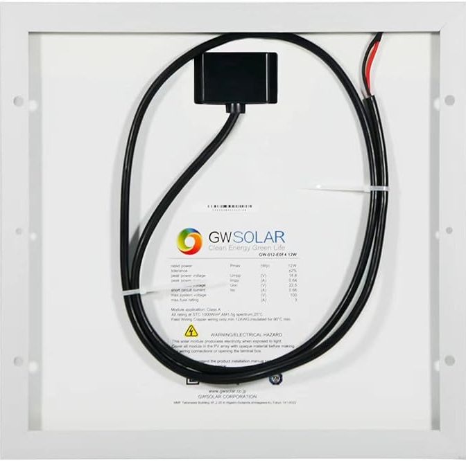 超小型・軽量!!【 GWSOLAR 太陽光パネル12W /12V系 0.64A 】並列