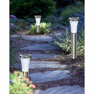 GWSOLAR ステンレス ポール ソーラーライト 高さ３種３個組 ホワイト色LED 夜間自動点灯消灯/明るさ10ルーメン【型番：GW-SS116/W】