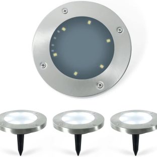 GWSOLAR　ソーラーグランドライト４個組 ホワイト色自動点灯・消灯 IP65防塵・防水性能【型番：GW-GS103/W(4pcs) 】