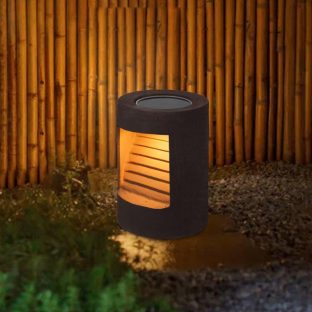 GWSOLAR「露地」ソーラー庭園灯 焦茶色 円柱形 ・焼き物電球色・30ルーメン Smart Lighting 夜自動点灯 【型番：GW-CR102WW(1P)】