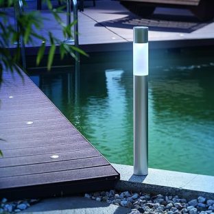 GWSOLAR  スタイリッシュモダンな光り!!アルミポール ソーラーライト 高さ 70cm 電球色・ホワイト色スイッチで切替、直径7cm【 型番：GW-AL102-70】