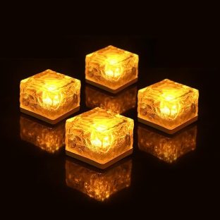 置くだけ!! GWSOLAR ソーラーライト ナトリウム灯色 4個セット 埋め込み式 IP65防水 7cm角サイズ【型番： GW-GS101/N 4pcs】