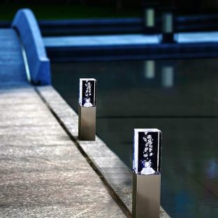 GWSOLAR　スタイリッシュ透明感のある光！ソーラー イルミネーションライト/ 6cm角・高さ30cm, 2個組/ アクリルスクェア　自動点灯・自動消灯【型番: GW-DO116/W-30(2P) 】