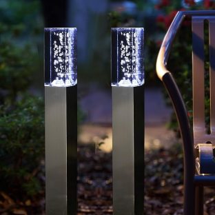 GWSOLAR 6cm角 アクリル スクェア スタイリッシュ ソーラーライト 高さ50cm 2個組　ホワイト色 自動点灯 自動消灯 IP65【 GW-DO116/W-50(2P)】