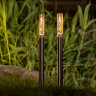 GWSOLAR【高さ50㎝デコレーション・ソーラーライト美しい水玉模様の発光色】ナトリウム灯色、 ２本組セット【GW-DO103/N-50 2P】