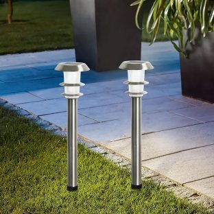 GWSOLAR Smart Lighting ステンレス製 ガーデニングライト ２個組セット ホワイト色/明るさ 30ルーメン/ 高さ77CM【型番: GW-SS306/W 2pcs】